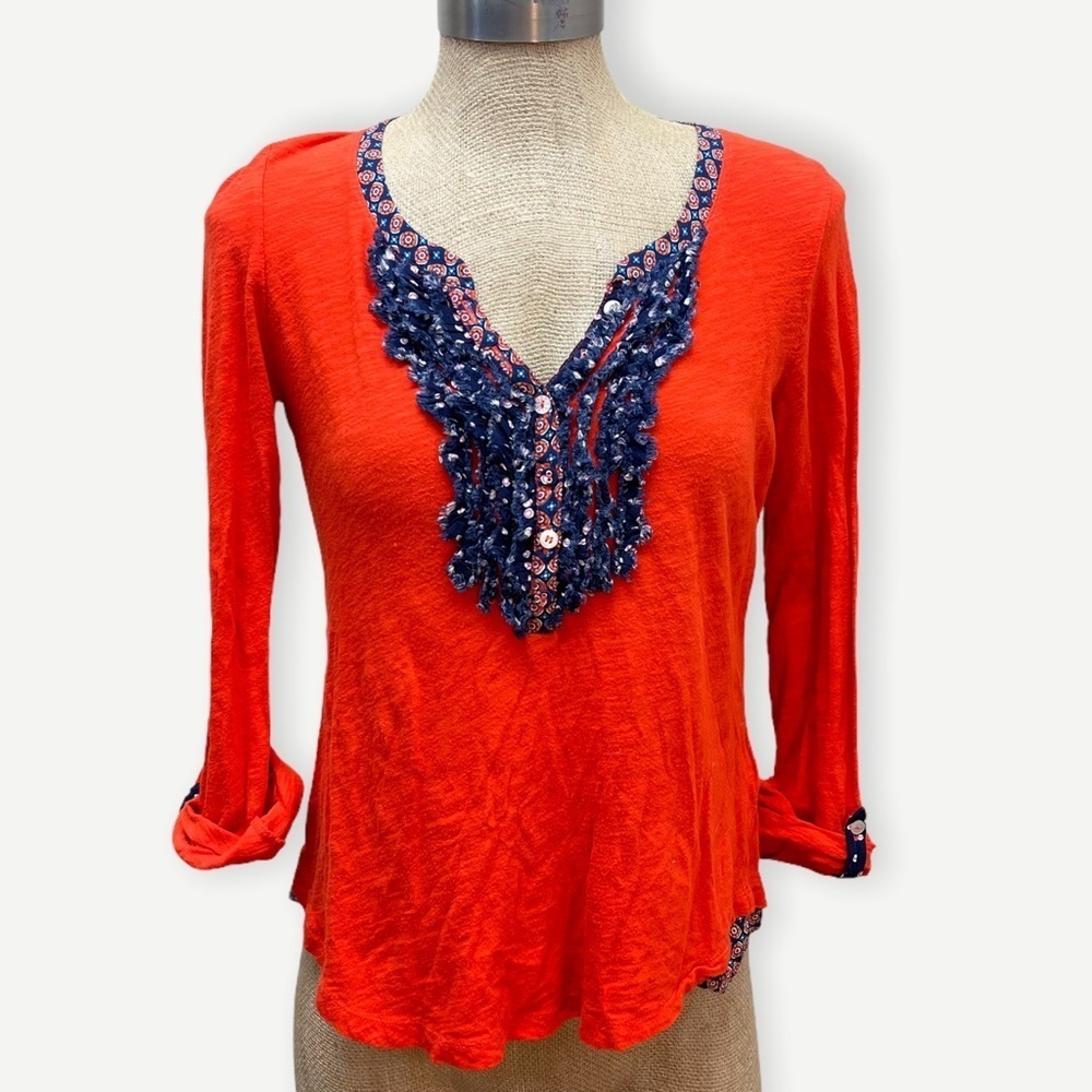 Anthropologie postmark ruffle front top